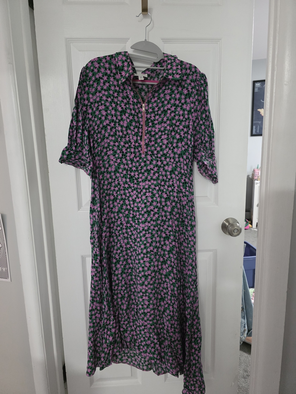 Topshop Pink and Green Floral Midi Dress